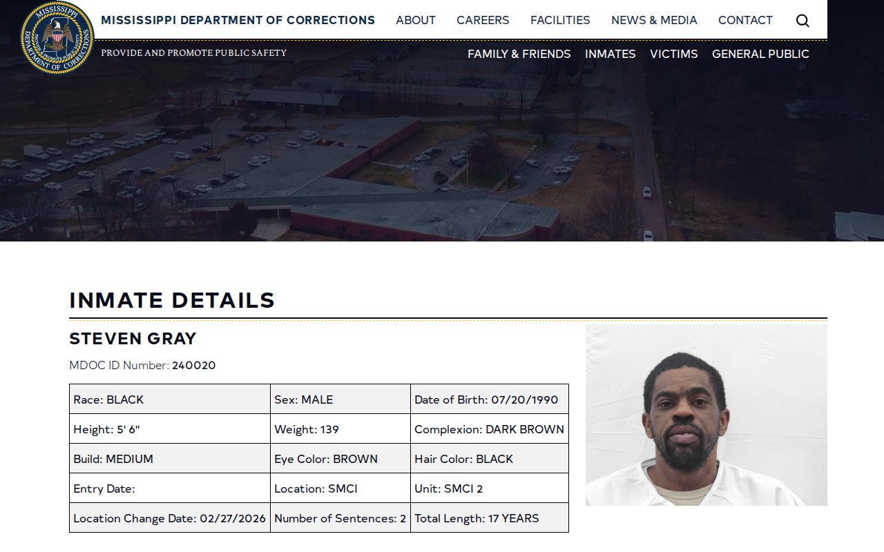 MDOC offender detail and tentative release fields for Stone County commitments