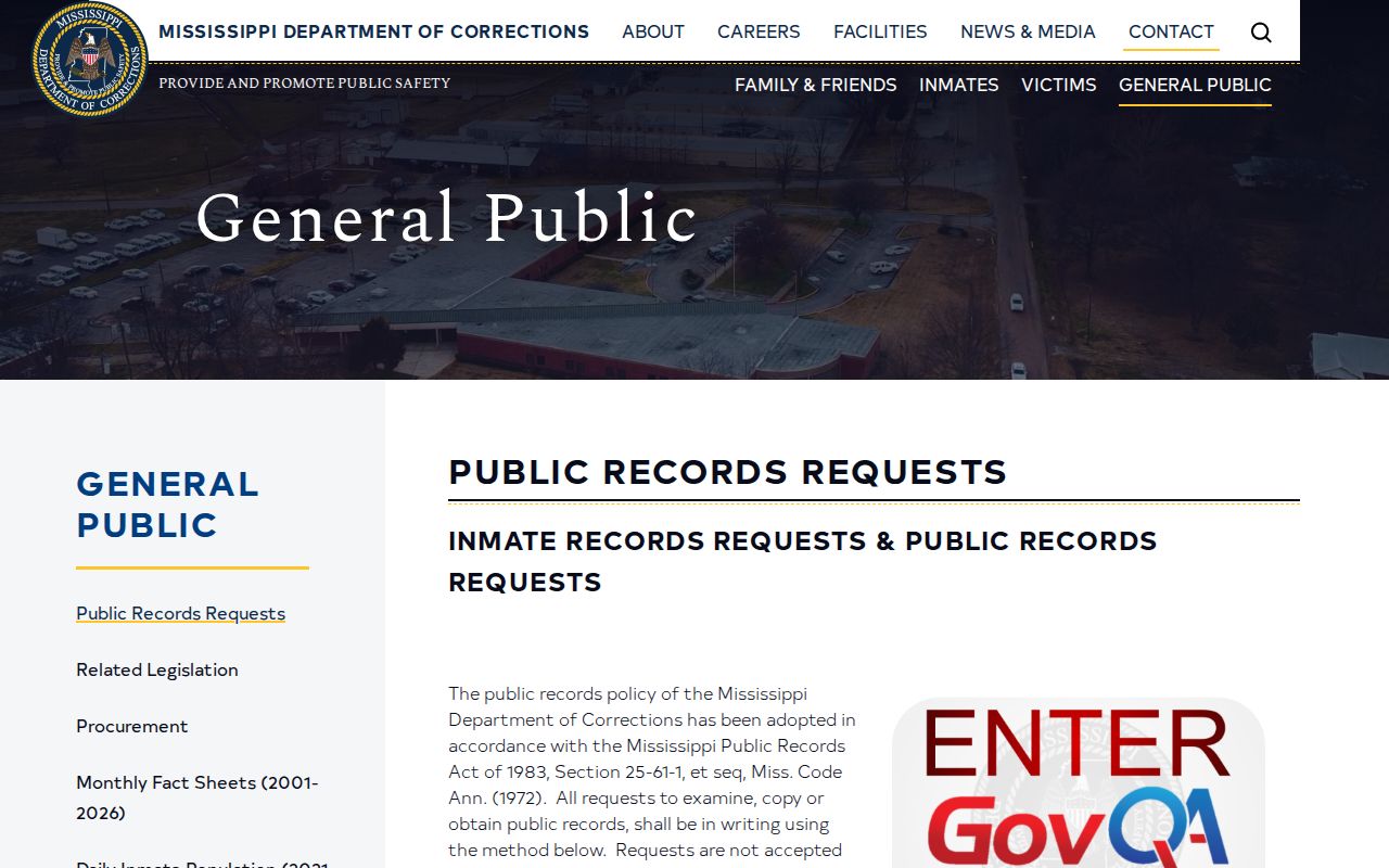 MDOC written records request route for Stone County state release records