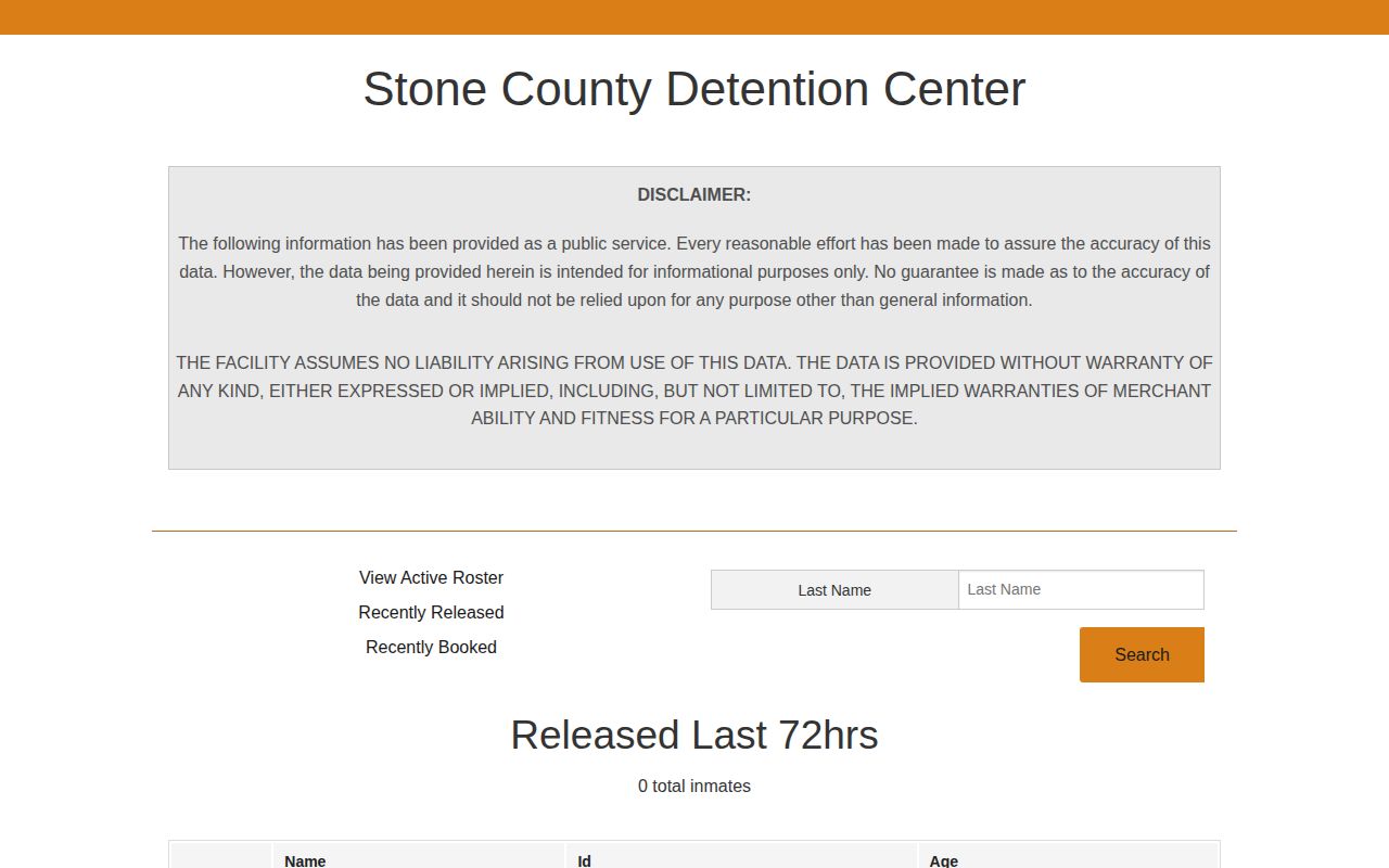 Stone County 72-hour released inmate roster