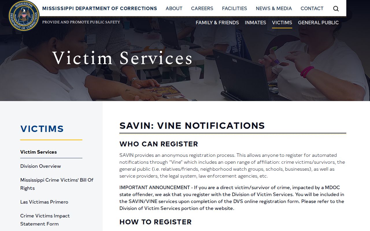 Stone County MS SAVIN release and transfer notification guidance